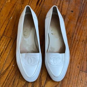 Coco Chanel Vintage white leather loafers